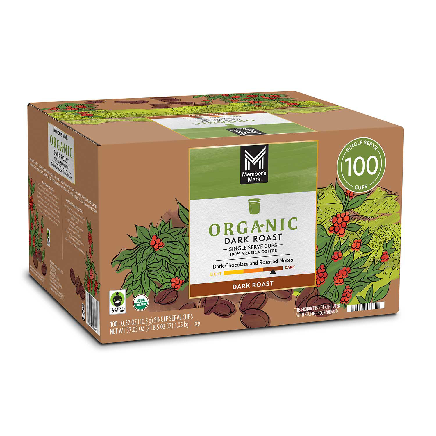 Organic Dark Roast Coffee Pods 100 ct.