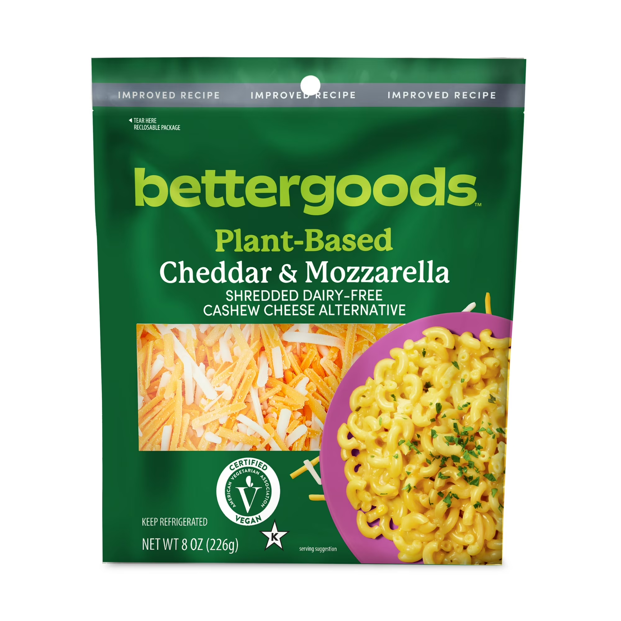 Plant-Based Cheddar & Mozzarella Shredded Dairy-Free Cashew Cheese Alternative