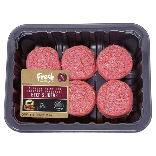 Certified Angus Beef Buttery Prime Rib Flavored Smash Sliders, 6 ct