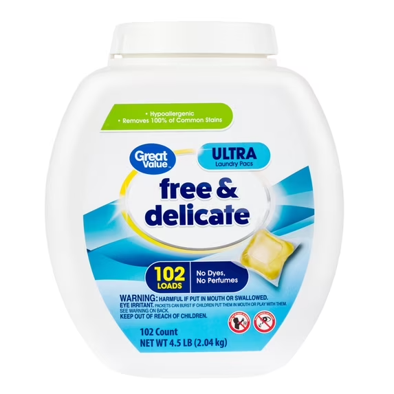 Free & Delicate Ultra Laundry Detergent Pods, Unscented