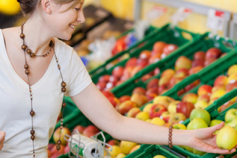 Belgian Woman Shops for Produce